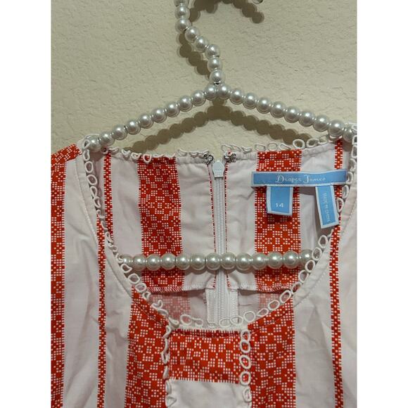 Draper James Size 14 Sleeveless Blouse Cotton Striped Spring Summer Shirt - Picture 5 of 9